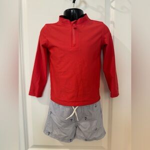 Carters Just One You Red Long-Sleeve Quarter-Zip Top and Shorts